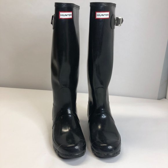 Hunter Shoes - Hunter Boots Original Gloss Tall Black Rain Boots Women's Size 8